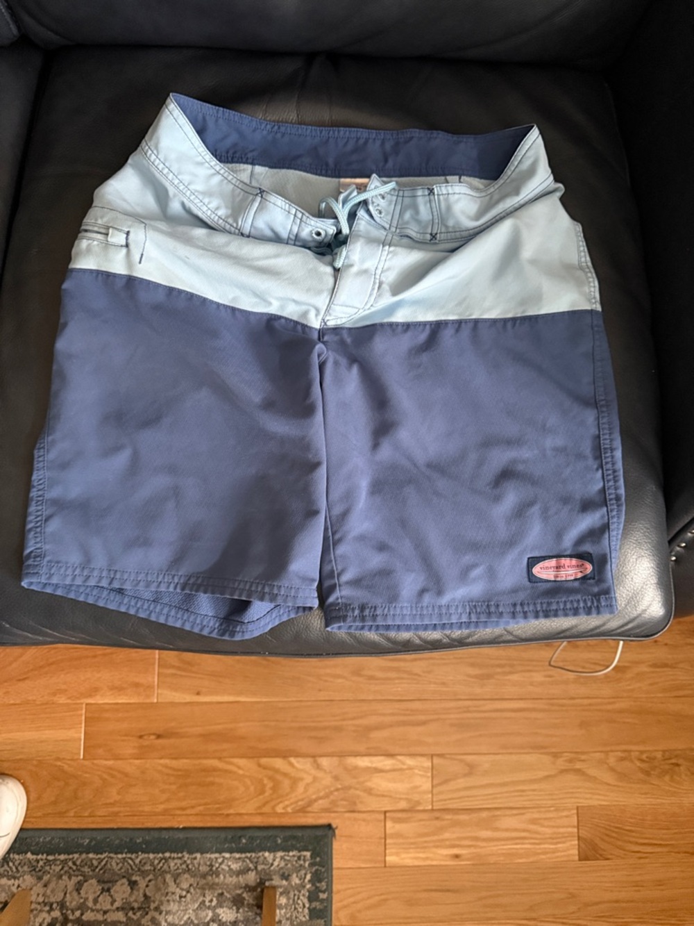 Vineyard Vines Boys Two-Tone Light Blue & Navy Swim Trunks. Size 30